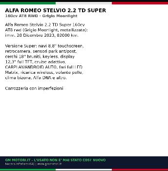 ALFA ROMEO STELVIO 2.2 TD AT8 RWD 160CV SUPER 28-12-2023
